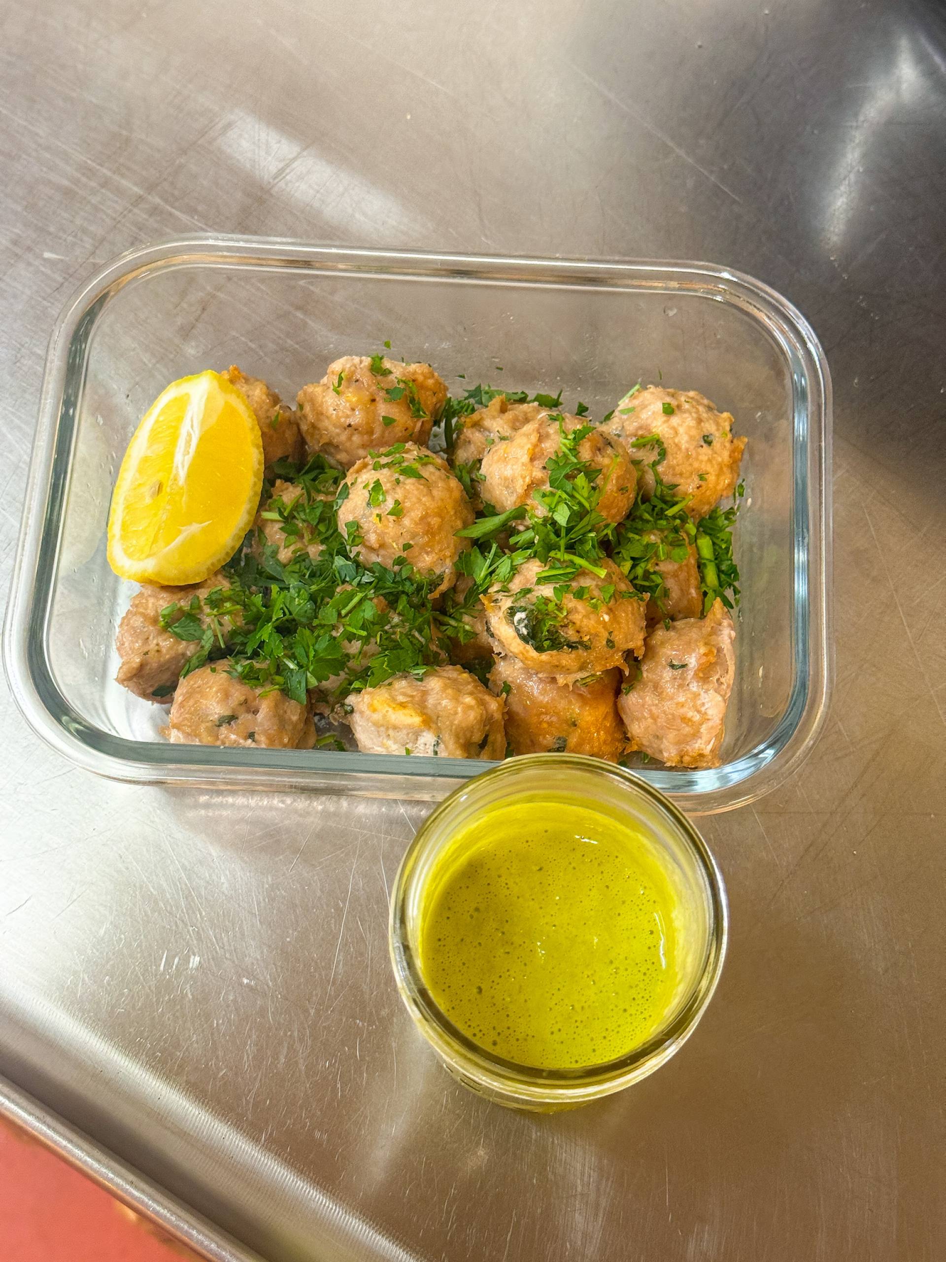 Creamy Lemon Basil Chicken Meatballs