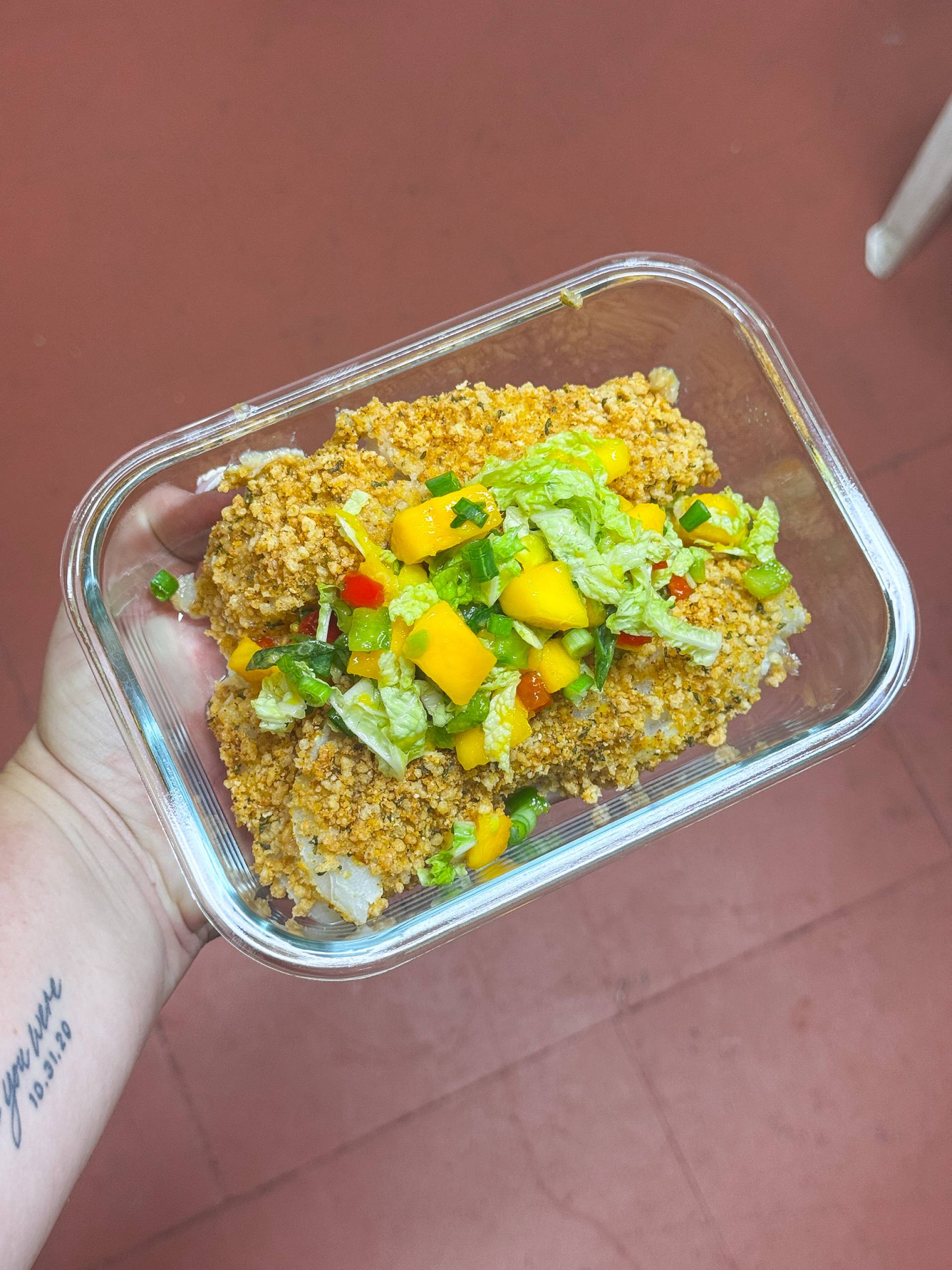 Panko Crusted Cod with Mango Slaw